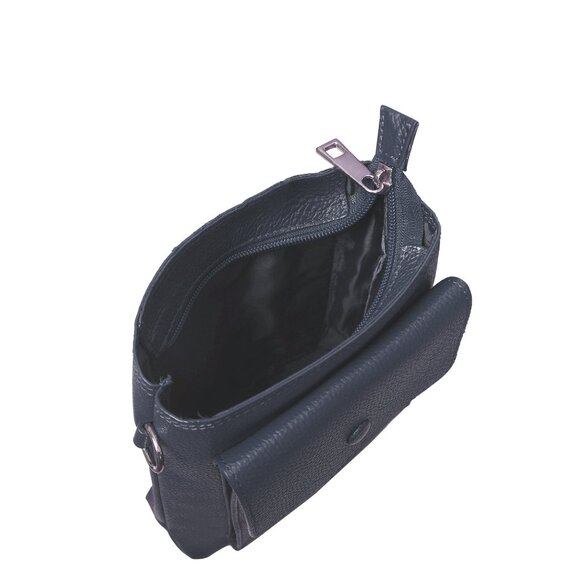 Leather Navy Blue Crossbody Shoulder Bag for Men & Women–Sling Bag for Daily Use - Picture 5 of 10